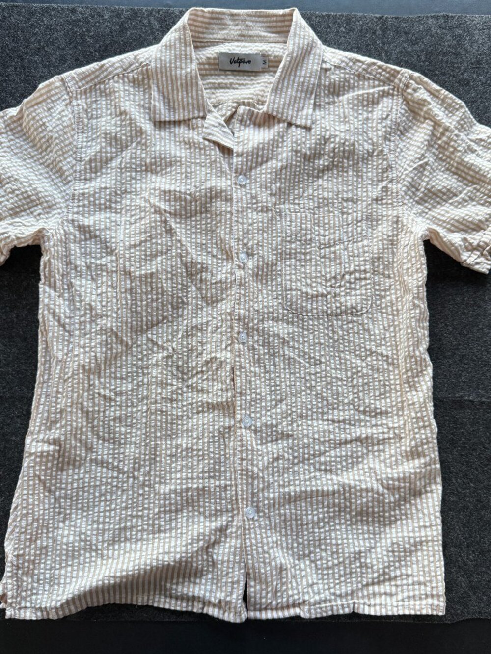 VatPave Seersucker Stripe Button Up Shirt Mens Medium